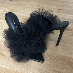 AZALEA WANG black tulle mules